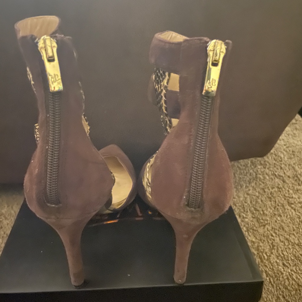 Cute brown and snake skin heels